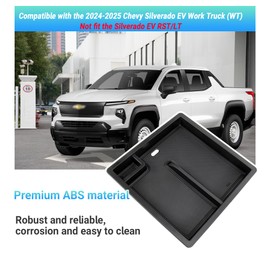 Sinminou Front Center Console Organizer Compatible with 2024-2025 Chevy Silverado EV Work Truck (WT) Interior Accessories, Armrest Storage Box; Not Fit for Silverado EV RST/LT