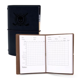 BAIRBRE Golf Scorecard Book Leather Golf Journal Notebook with Golf Pencil Golf Yardage Book Golf Log Book Pocket Golf Score Book Golf Gift for Men&Women Sports and Outdoor Golf Club Accessories,Blue
