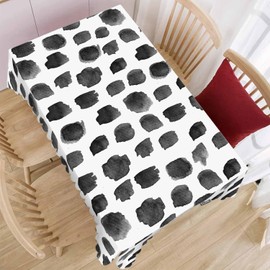 Beabes Polka Dot Dinner Table Cloths Black Polka Dots Decorative Tablecloth for Rectangle Tables 52"X70", Heavy Duty Table Covers for Kitchen Patio Banquet