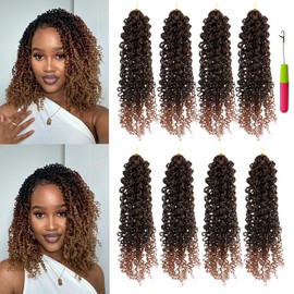 12 Inch Pre-looped Yanky Twist Crochet Hair 8 Packs 30 Strands/PCS Pre-twisted Passion Twist Crochet Hair Bohemian Yanky Twist Crochet Braiding Hair Fluffy Synthetic Spring Twist Crochet Hair 1B/30#