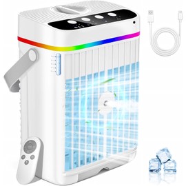 Mobile Klimaanlage, 4 in 1 Mini Klimaanlage mit Kühlen Nebel, Klimaanlage Mobil, Kimagerät Ohne Abluftschlauch, Klimaanlage Mobil Mini mit 3 Stufen & 7 Farben Nachtlicht für Zuhause/Büro