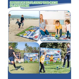 Soccer Ball Game Set for Kids, Indoor Outdoor Backyard Toss Soccer Goal Game with 2 Sticky Soccer Balls, Foldable Flannel Goals, Toddlers Gift for 3 4 5 6 7 8 Year Old Boy Toys Birthday (59*39 in-A)