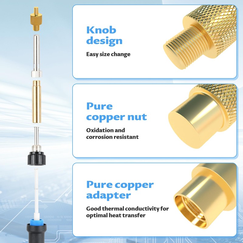 Threaded Inserts Soldering Tips Set with 6 Soldering Tips Adapter