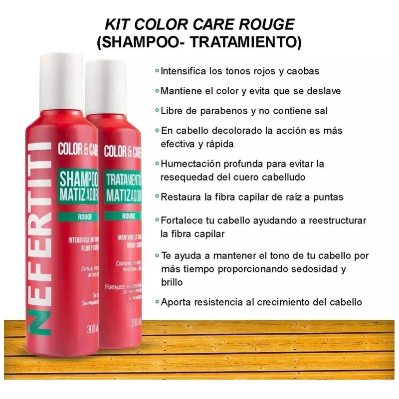 Shampoo Matizador Rojo + Tratamiento Con Keratina Nefertiti