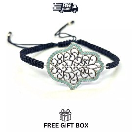 925 Sterling Silver  C Z Hamsa Bracelet 6" Adjustable to 11"