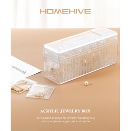 HOMEHIVE Acrylic Jewelry Box Organizer, Clear Jewelry Organizer and Storage with 20 Portable Anti Tarnish Jewelry bags, Travel Jewelry Case for Earrings/Rings/Necklaces Gifts for Women Girls, Clear