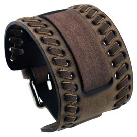 Nemesis WLB-B Washed Brown Wide Leather Cuff Wrist Watch Band