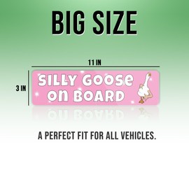 Silly Goose On Board Pink Sticker, Funny Bumper Sticker for Car Truck, Waterproof UV-Resistant Sticker Size 3x11inches