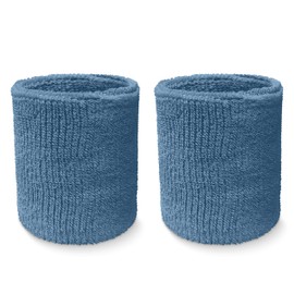 COUVER - Muñequera de algodón Macizo, Color Rizo (1 par), Azul Acero, Una Talla