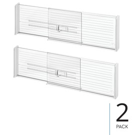 iDesign Expandable Deep Drawer Dividers for Kitchen, Dresser, or Desk Drawers - Set of 2 - Clear