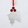 Things Remembered Engraved Silver Sparkling Holly Ornament (Free Customization)