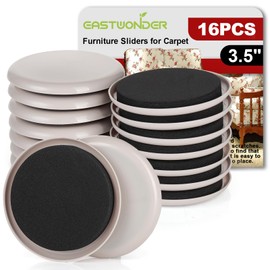 Furniture Sliders for Carpet, 16 PCS - 3.5 Inch Reusable Furniture Movers Sliders, Heavy Duty Furniture Moving Pads for Easily and Safely Move Your Furniture