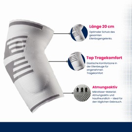 Seeger Basic Elbow Support - Orthopaedic Compression Bandage for Tennis Elbow & Pain, for Left and Right, Breathable and Skin-friendly, for Sports and Everyday Use, 20 cm, Made in Germany