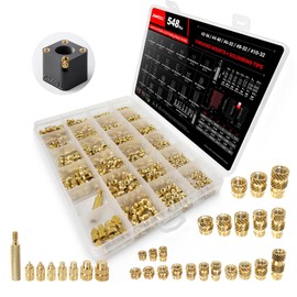 #2-56#4-40#6-32#8-32#10-32 Threaded Inserts-548 Pieces Assortment Kit+8xSoldering Tips for Heat-Set Insert,Brass Knurled Nuts for 3D Printing Components and Plastic Parts
