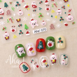 Christmas Nail Stickers Decals 3D Cute Snowman Elk Nail Art Stickers Bears Santa Claus Snowflakes Nail Designs Self-Adhesive Xmas Nail Decals Winter Nail Art Supplies DIY Manicure Decorations
