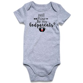 UNIFACO Funny Saying Baby Outfit Will You Be My Godparents Bodysuit Romper Organic Cotton Clothes for 3-6 Months Nephew Niece