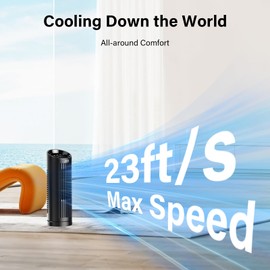 JRD Tower Table Fan with 80° Oscillating, 3 Speeds & 4 Modes, Desktop Bladeless Fan for Bedroom, Living Room, Office