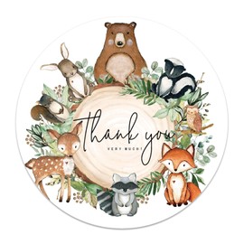 JarThenaAMCS 500Pcs Woodland Animal Stickers Roll Greenery Forest Animal Seal Stickers Self-Adhesive Label Decals for Craft Scrapbook Bottle Envelope Card Party Favor Decor
