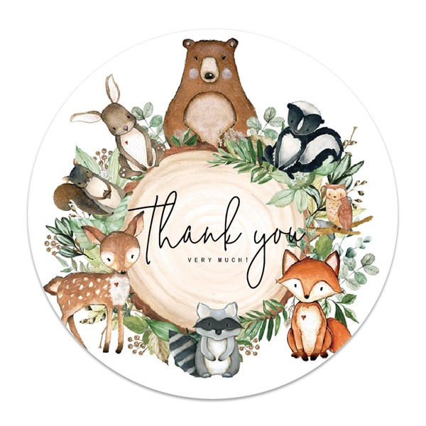 JarThenaAMCS 500Pcs Woodland Animal Stickers Roll Greenery Forest Animal Seal