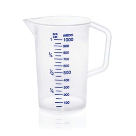 WAS 9306 100 Polypropylene Measuring Jug with 100 ml Scale, 1.0 L, 12 cm Diameter, 17.0 cm Height