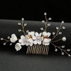 2Pcs Wedding Hair Combs Bridal Pearl Flower Headpiece Floral Leaf