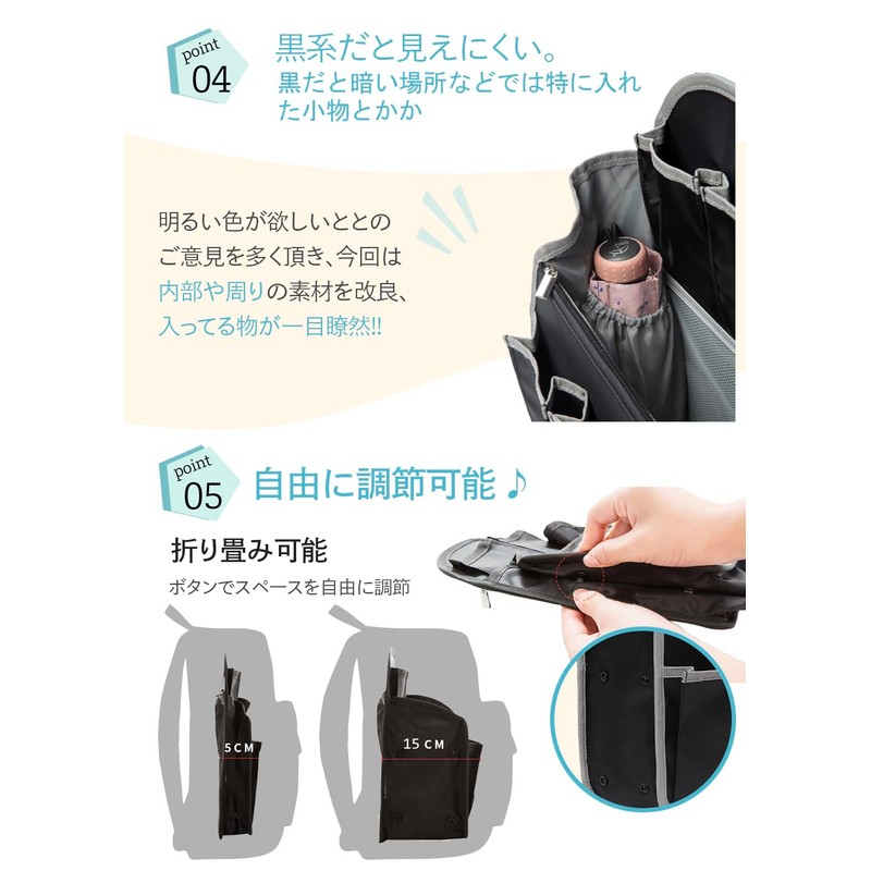 Bag-in-Bag, Backpack, Improved 15 Pockets, A4 & B5, Storage Organization,