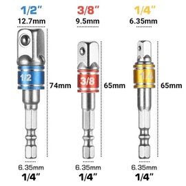 Aiweijia Impact Grade Socket Adapter Set,Bit Adapter Socket Wrench Adapter Set 1/4" 3/8" 1/2" Drive for Nut Drivers Impact Hole Saws Spade Bits Conversion Accessory