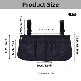 NICENEEDED 7.09" x 12.59" Rollstuhl Aufbewahrungstasche Mit Reißverschluss wasserdichte Armlehne Ältere Gehhilfe Suapension Taschen Aufbewahrungstasche Für Gehhilfen Für Behinderte
