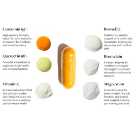 Golden Relief + Joint Support with Turmeric Curcumin with Black Pepper, Quercetin, Bromelain, Magnesium and Boswellia - 60 Capsules - Muscle Care - Herbal Supplement by Organica Health