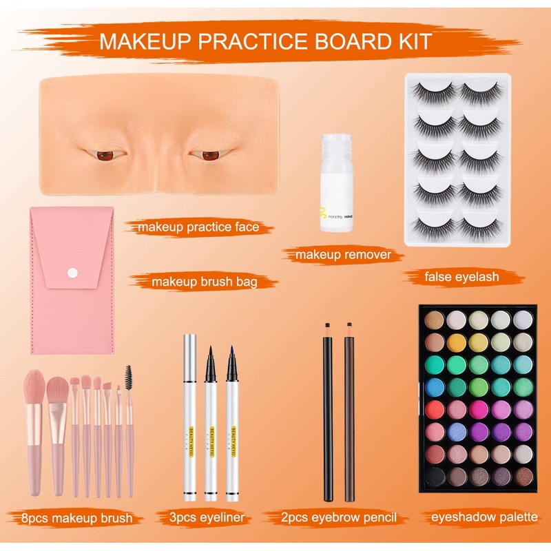 3D Reusable Makeup Mannequin - Practice Face Board with Eyeshadow