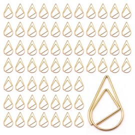 Metal Gold Paper Clips 200 Pieces Small Paperclips Office Cute Drop-Shaped Paper Clip for Books Photos Posters Notes - 15 * 25mm