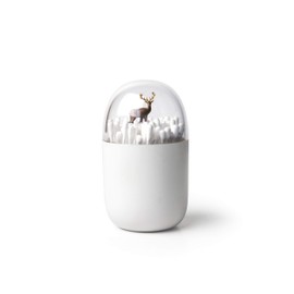 QUALY QL10220-BN Cotton Bud Organiser Recycled Plastic White / Brown 7 x 7 x 11.4 cm