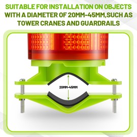 Kittmip 2 Pcs Solar Strobe Warning Light 360 Degree Single Column IP65 Waterproof Emergency Strobe Flashing Barricade Safety Road Construction Traffic Light(Red,Post)