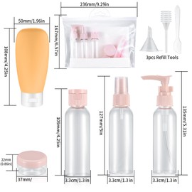 14 Pcs Travel Bottles Set, 60 ML Travel Bottles & Containers, Empty Refillable Squeeze Bottles Containers, Squeezable Travel Size Bottles Set for Travel Toiletries, Shampoo, Conditioner
