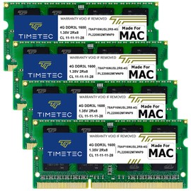 Timetec 16GB KIT(4x4GB) Compatible for Apple DDR3L 1600MHz PC3L-12800 CL11 for iMac (Mid 2011, Late 2012, Late 2013, Late 2014 Retina 5K, Mid 2015 Retina 5K) SODIMM Memory Module MAC RAM Upgrade