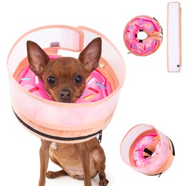 Inflatable Dog Cone Collar with Enhanced Anti-Licking, Soft Neck Donut for Dogs Cats, Recovery Pet Cone Collar After Surgery for Large Medium Small Dogs (Donut Pink2, Small)