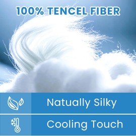 LBRO2M 100% Tencel Sheet Set Lyocell Cooling Sheets for Hot Sleeper Queen Size 4 Piece Silky Soft and Smooth Breathable Sheets,16 Inches Deep Pocket Bedding Set Wrinkle Resistant (Queen White)