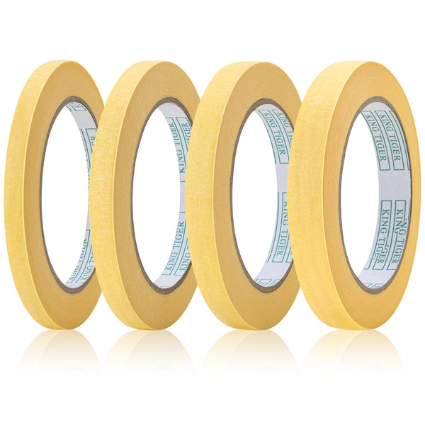 QINGHEC 4 Rolle Thin Masking Tape Kreppband Dünn Gelb Malerkrepp