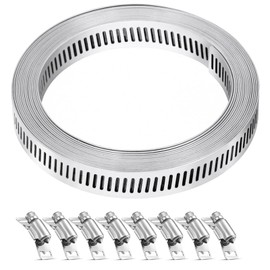 aninako Hose Clamp, Hose Band, Stainless Steel Band, Duct Clamp, Duct Band, Stainless Steel, Length Adjustable, Exhaust Duct, For Plumbing, Can Be Trimmed As Necessary (Length 16.6 ft (4 m) (8