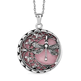 Shop LC Dragonfly Necklace - Dragonfly Jewelry Christmas Gifts for Women - Rose Quartz Healing Gemstone Pendant Necklace - 20" Necklace Length