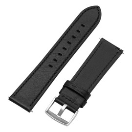 Afany Leather Watch Band 18mm, Quick Release Replacement Watch Strap, Black for Men Women