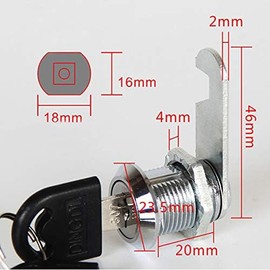 TOP-VIGOR 10Pcs 20mm Security Cam Lock, Cabinet Drawer Security Mailbox Locks with 20 Keys for Cupboard, Drawer, Wardrobe, Letter Box and Toolbox, Keyed Different