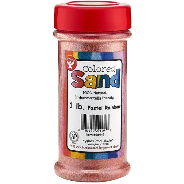 Hygloss Products Colored Play Sand - Assorted Colorful Craft Art Bucket O' Sand, Pastel Rainbow, 1 lb