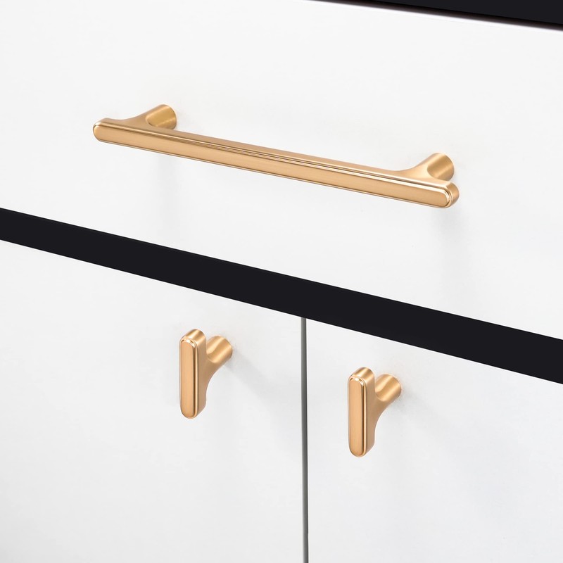 COTYKILEY 6 Pack 3.75 Inch(96mm) Champagne Copper Cabinet Handles Gold