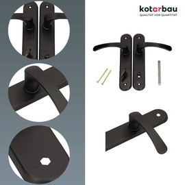 KOTARBAU Door Handle 90 mm Left Right WC Black Door Fitting Door Handle Door Handle Set Toilet Door Room Door Long Plate Aluminium 05907465904360