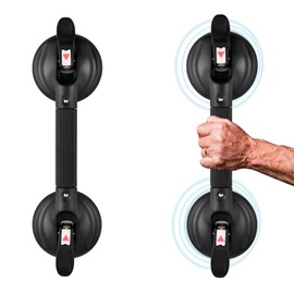 DAREN MEDICAL Shower Handle Upgraded 15 inch Grab Bar for Bathtub,Shower Handles with Strong Suction Cup Grab Bar,Bathroom Safety Grab Bar for Handicap Elderly Seniors and Disabled,Black