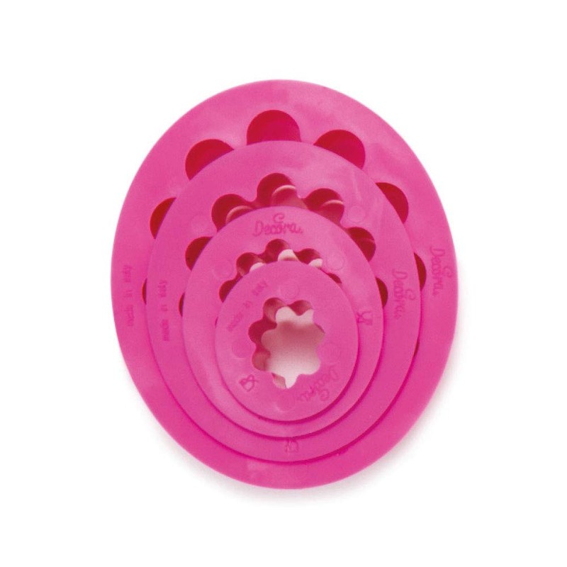 Decora Set 4 Scalloped Oval Cookie Cutters, Pink, 10 x