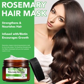 Organics Rosemary Strengthening Hair Masque, Rosemary Biotin Strengthening Hair Mask, Promotes Hair Growth & Scalp Health, Deep Hydrating & Healing Damaged Hair, Repair for Dry Damaged & Frizzy Hair