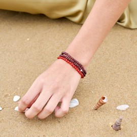 Garnet - Love & Passion - Crystal Beaded Bracelets for Women, 925 Sterling Silver 4mm Bead Chakra Stretch Bracelets, Gemstone Natural Stone Ladies Jewellery Gifts