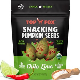 Top Fox Snacks Pumpkin Seeds to Eat (Chile Lime, 3.5 oz – 2 Pack) - Gluten Free Snacks, Healthy Protein Snacks, Keto Friendly Snacks, Allergen Free, Paleo & Vegan - Organic Pop-Roasted